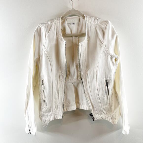 Blank NYC Part Time Lover Jean Cotton Denim Jacket White Small - Picture 1 of 8